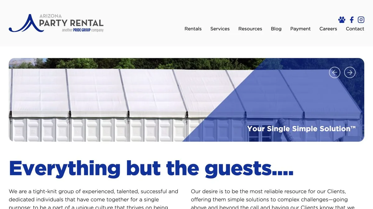 Arizona Party Rental website preview