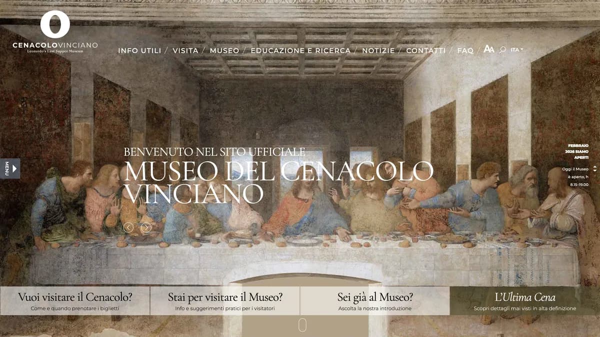 Cenacolo Vinciano website — Official website for Leonardo da Vinci's Last Supper — guiding visitors to one of humanity's greatest artworks.