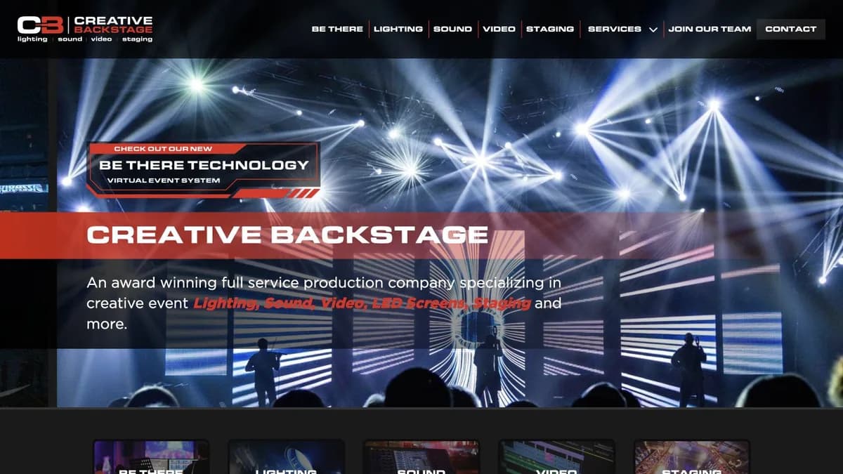 Creative Backstage website preview